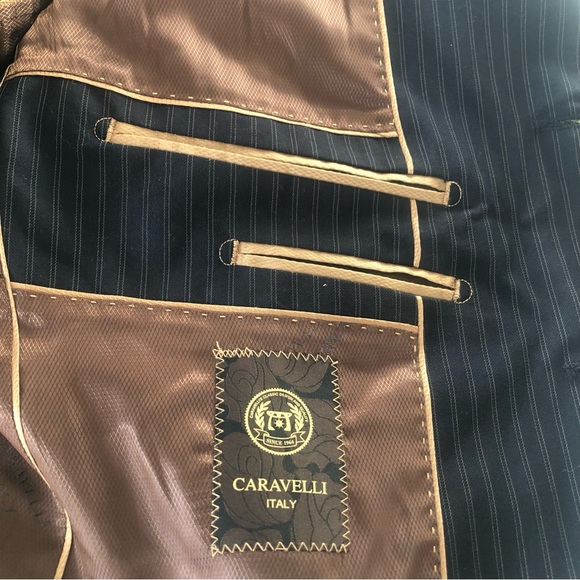 CARAVELLI YTALY Blazer Black Striped Blazer Sport Coat 3 Button men’s Sz 38S 32W - Picture 7 of 16